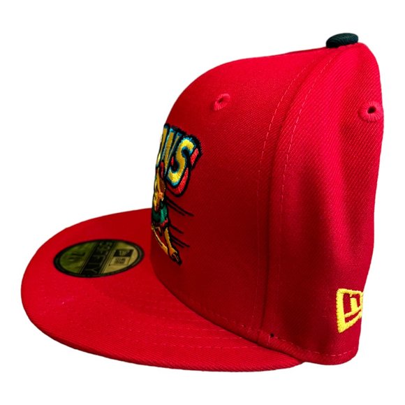 New Era Buffalo Bisons Sliding Buster 59FIFTY Fitted Hat Cap MiLB Red - Picture 5 of 7
